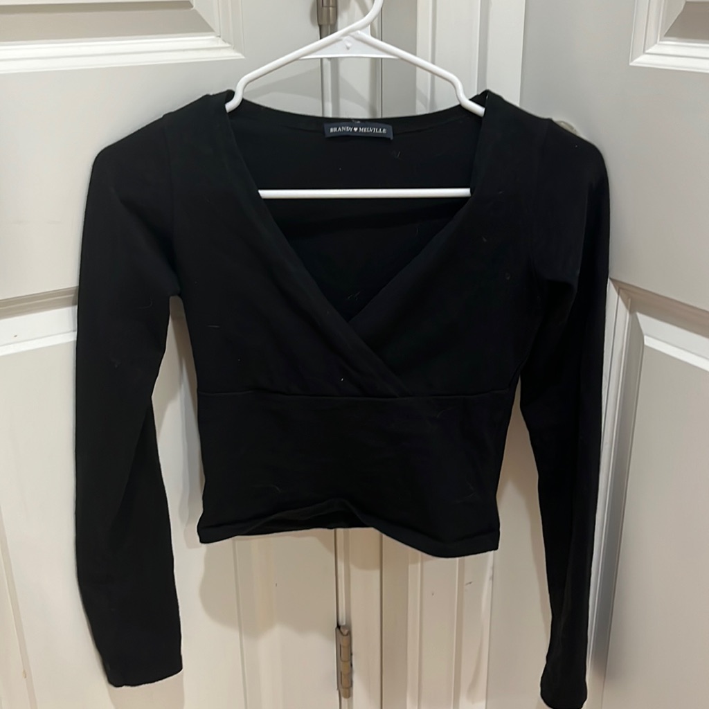 Brandy Melville Black V Neck Crop Top
